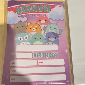 Squishmallow Birthday Invitation Cards 20 pieces